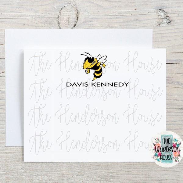 Note Cards | Yellow Jacket Note Cards | Personalized Stationary Cards | Thank You Notes | School Gifts | Envelopes | Graduation Notes
