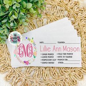 Back to School Envelopes | School Stationary | Personalized Envelopes | Student Organization | Teachers | Girls | Initials | Monogram |