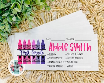 Back to School Envelopes | Stationary | Personalized Envelopes | Student Organization | Teachers | Crayons | Colors | School Supplies