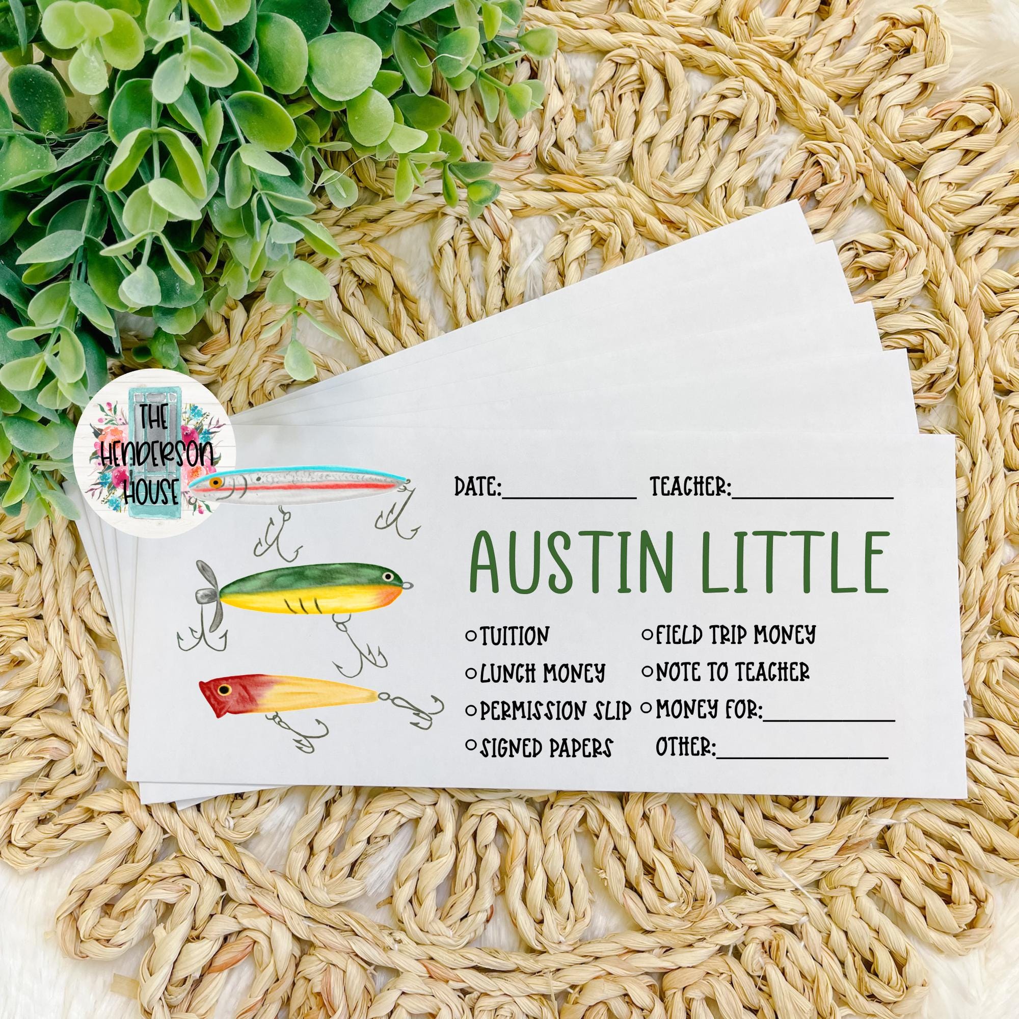 Back to School Envelopes | School Stationary | Personalized Envelopes | Student Organization | Teachers | Fishing | School Supplies | Lake