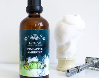 Pineapple Ambrosia Aftershave Splash, 100% Organic Witch Hazel, Aloe Vera, Hyaluronic Acid, 100 ml