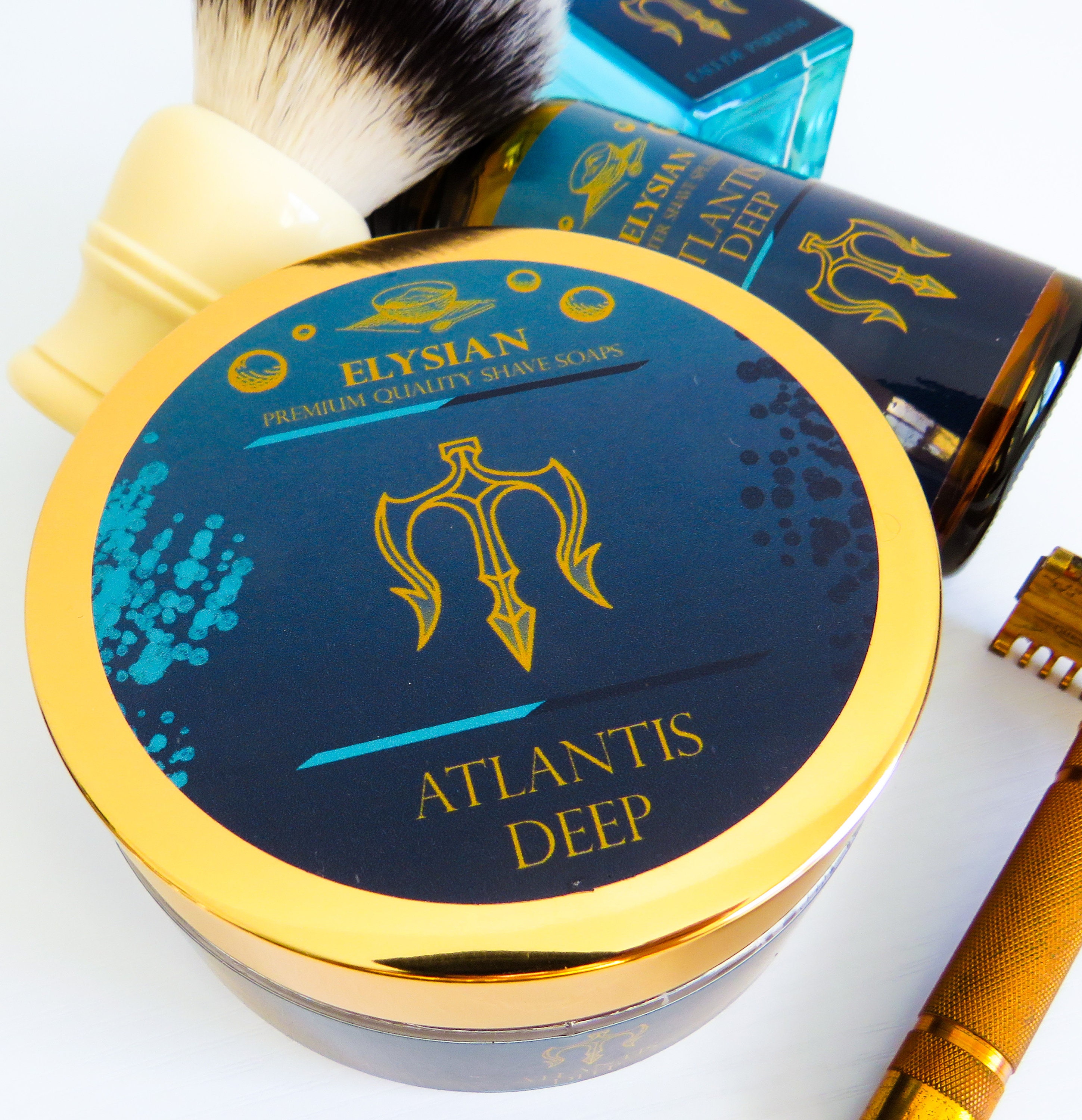 Elysian Atlantis Deep, Men's Shaving Soap, Tallow and Shea Butter, 4 oz