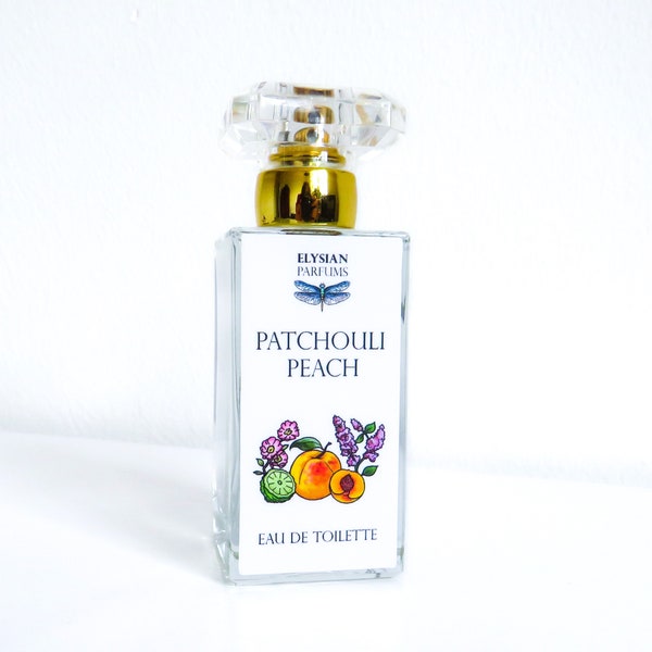 eau de parfum pêche patchouli, poivre rose, pêche, gingembre, patchouli, unisexe, moderne et inspiré, parfum artisanal, 50 ml