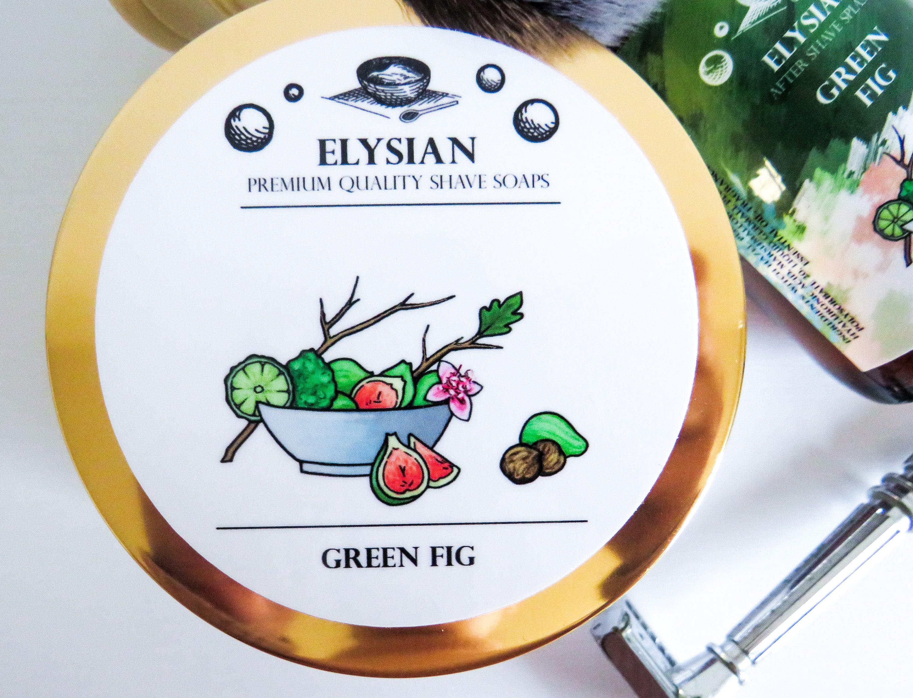 Green Fig Men's Shaving Soap, Tallow and Shea Butter, Silk, Kaolin Clay,  Small Batch, Men's Shaving Cream, 4 Oz 