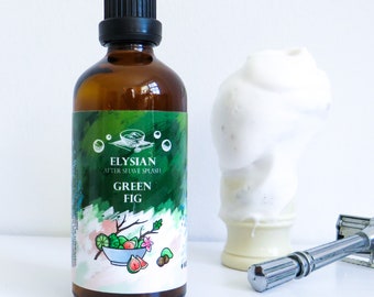 Green Fig Aftershave Splash, 100% Organic Witch Hazel, Aloe Vera, Hyaluronic Acid, 100 ml