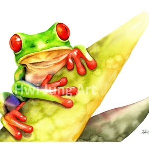 Red-Eyed Frog Watercolor Painting