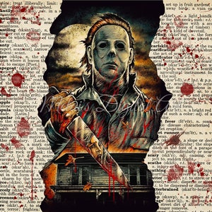 Horror Bookpage Tumbler Wrap 20oz Skinny, Halloween 80’s slasher Decal, Friday Fright Night, Instant Download, Digital File, PNG