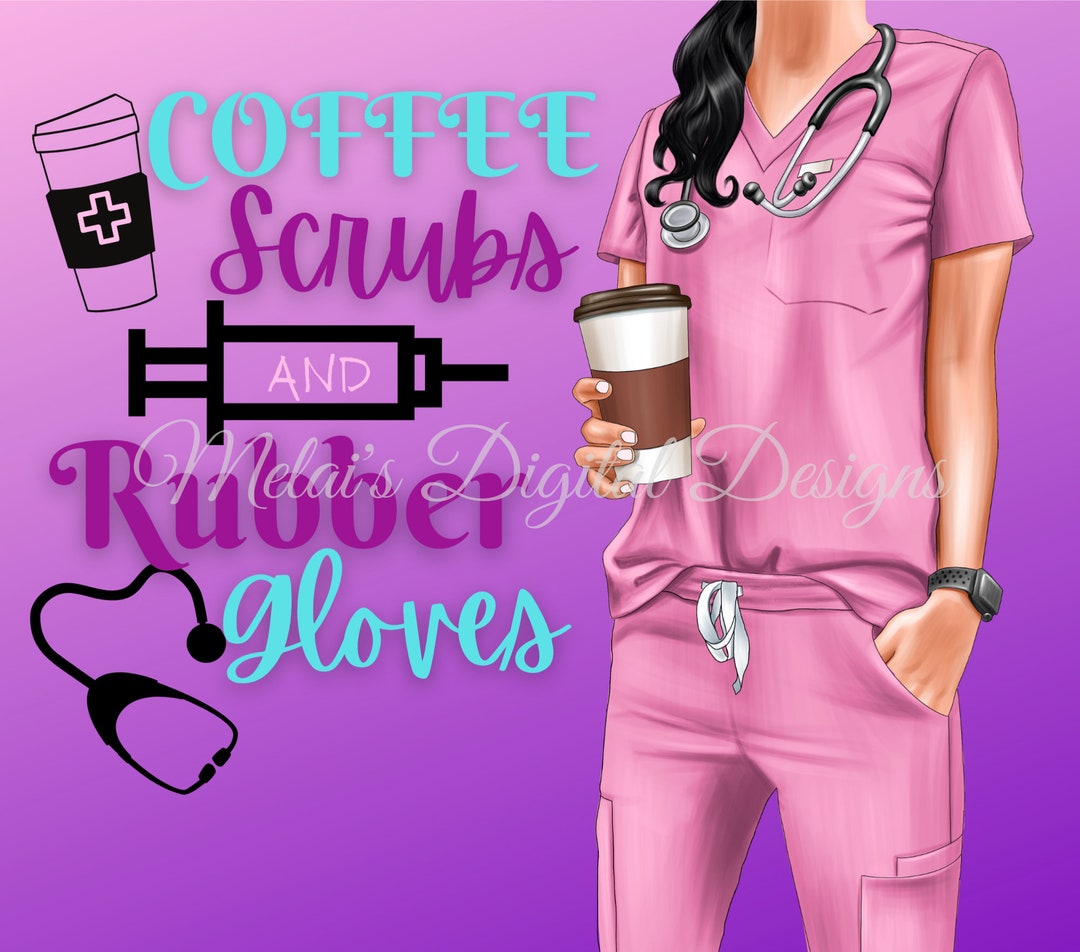 Pink Scrub Nurse, Coffee Scrubs and Rubber Gloves, 20oz Skinny Tumbler