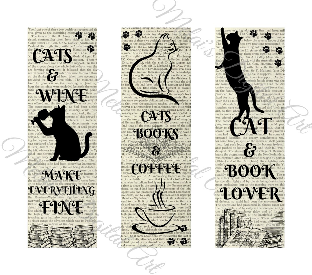 Cat and Book Lover Pen Wraps, Cats and Wine, Cats and Coffee, Instant
