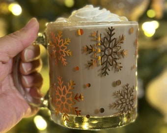 Mug en verre flocon de neige