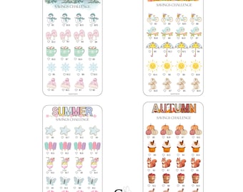 Seasonal Savings Challenge | Summer Spring Autumn Winter Savings Tracker | A6 Cash Stuffing Challenge | Reusable Budget Tracker
