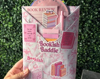 Kokett Blind Date med en bok – Rosa rosett Bokpresent till läsare | Mysig överraskning Bokälskare Paket | Estetisk Läspresent