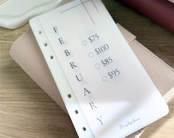 Monthly Savings Challenge Tracker A6 | Cash Stuffing Binder Inserts | Monthly Budget Tracker | Cash Envelope System | Savings Challenge