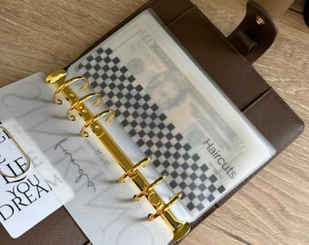 A6-kuvert för kontanter | Rutiga laminerade kuvertinlägg | Budgetpärmsystem | Sinking Funds-kuvertsystem för kontanter