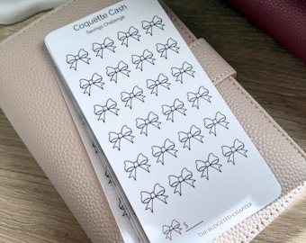 Sparutmaningsspårare A6 | Pärminlägg för kontantfyllning | Coquette sparspårare för pengar | Budgetpärminlägg | Sjunkande fonder