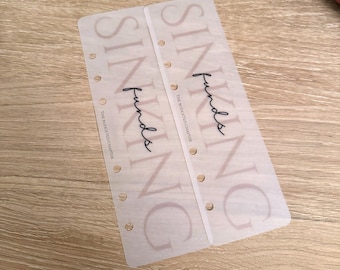 Bokmärken för kassafyllningspärm A6 | Avdelare för budgetpärmar | Tillbehör för kontantkuvertsystem | Flikar för sänkbara fonder | Budgettillbehör A6