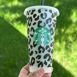 Personalized Leopard Print Starbucks Cup: Reusable Iced Coffee Tumbler