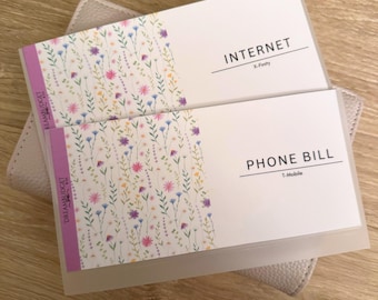 Blommiga A6 budgetkuvert, set om 3, laminerade