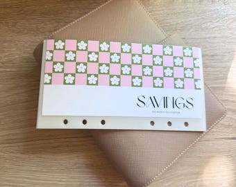 Envelopes para guardar dinheiro em espécie, tamanho A6 | Envelopes para dinheiro com padrão Daisy Check | Inserções para fichário de orçamento | Sistema de envelopes para fundo de reserva