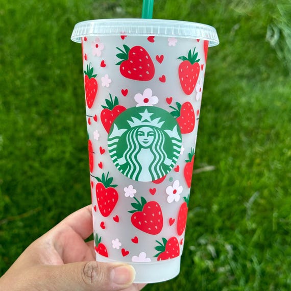Starbucks Cold Cup 24oz, Strawberry Hearts Iced Coffee Tumbler 