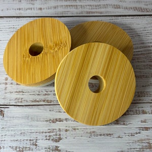 Bamboo Lids for Libbey glass can, 16 and 20 oz glass can lids, glass can bamboo lids,