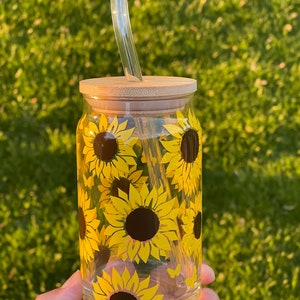 Sunflower Can Glass | Personalized Beer Can Glass |  Friendship Gift | Personalized Gift | Sunflower Libbey Cup | Glassware