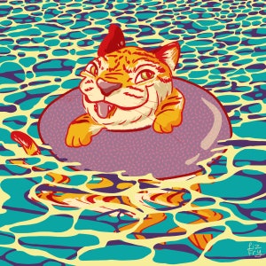 Water Tiger 8x8 print - Summer Wall Art - tropical illustration - pool party - lunar zodiac - decor