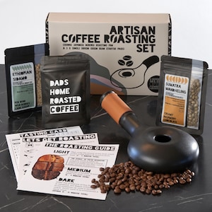 Personalised Dads Coffee Roasting Gift Set - Inc Roasting pan, Green Coffee Beans and Guide - Food Gift Idea Christmas Fathers Day