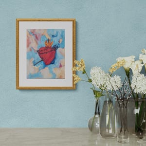 Sacred Heart | original heiliger Druck | Katholischer Künstler | 20x25cm & 36X26cm | Grußkarten | | bildende Kunst | Geschenk religiös | Öl ptg | verschiedene Größen
