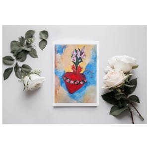 Unbeflecktes Herz Maria | blanko Grußkarten | Katholischer Künstler | Ölgemälde Marian | Geschenk religiöse Jesus Glaube Liebe ursprüngliche Kunst OCIA RCIA GOD