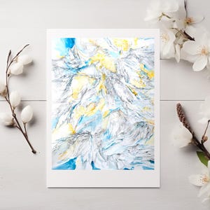 Anjo serafim | arte sacra original | católico | cartões em branco | aquarela | presente religioso | vários tamanhos | azul amarelo branco | Jesus