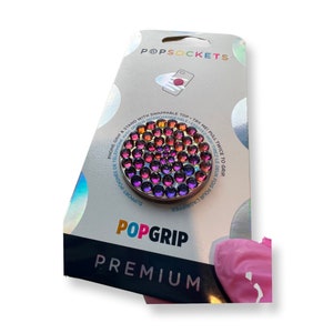 Handmade Blue Volcano Crystal Rhinestone Popsocket. (Samsung Galaxy; iPhone 15, 14, 13, 12 Pro Max; 12 Mini, X, XR and SE).