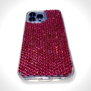 Handmade Rose Crystal Rhinestone Case SS20. (Samsung Galaxy; iPhone 16, 15, 14, 13, 12 Pro Max; 12 Mini, X, XR and SE).