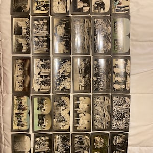 Stereoscope photos from the 1950s and older. Comes with 32 antique photos