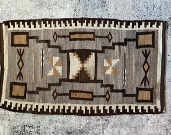 Antique Navajo Rug 3x5, Collectible Native American Blanket