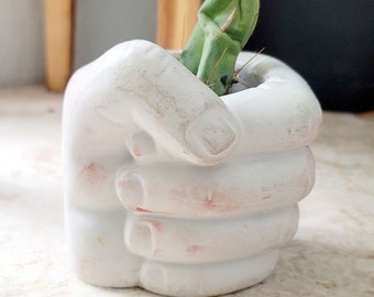 cement hand planter | concrete hand pot | hand-shaped planter | unique planter | funny home decor | indoor plant pot | hand planter pot