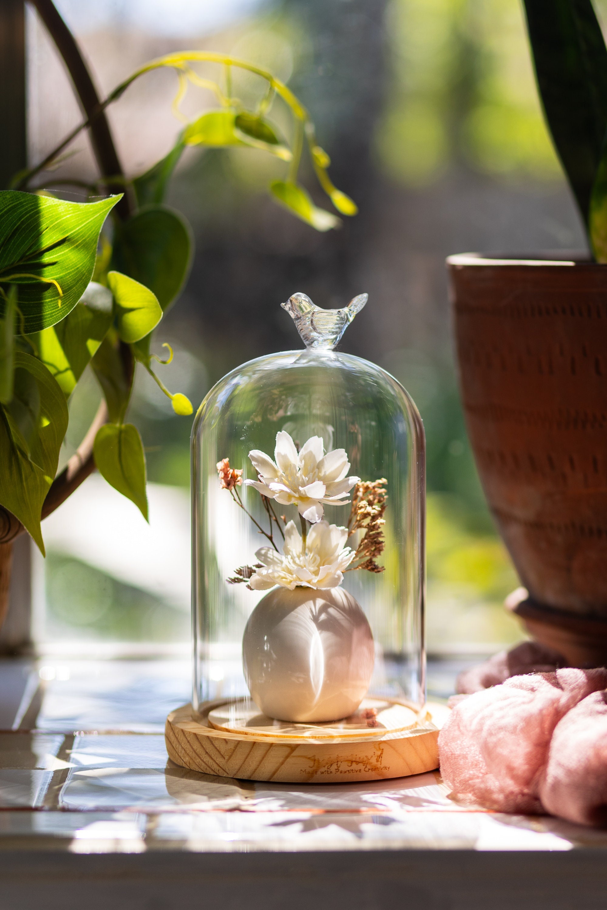 大人気新品  Glass Dome Cloche Glass Big | Dome Glass Tall | Base With その他