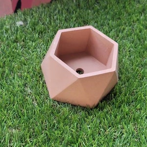 Cement hexagon planter with drainage Hexagon Pot Hexagon Vase Planter Hexagon Planters & PotsGeometric Planter Modern Planter Pot image 3