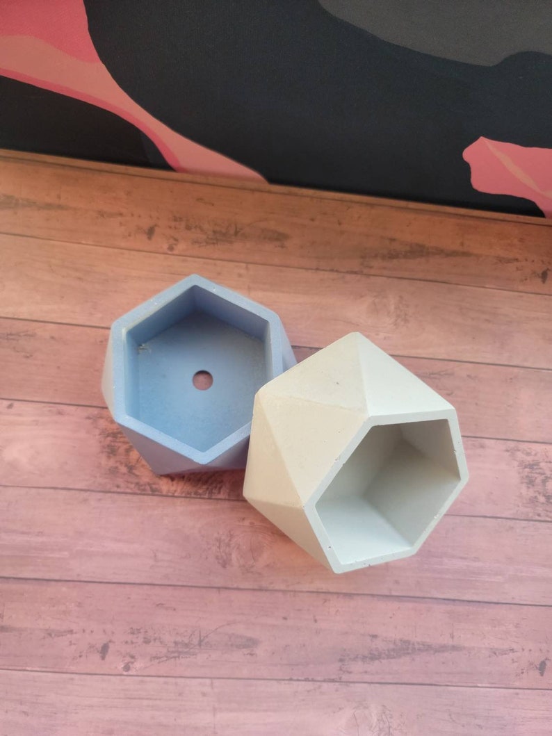 Cement hexagon planter with drainage Hexagon Pot Hexagon Vase Planter Hexagon Planters & PotsGeometric Planter Modern Planter Pot image 4