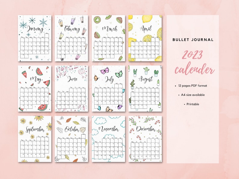 2023 Bullet Journal Calender - Etsy France