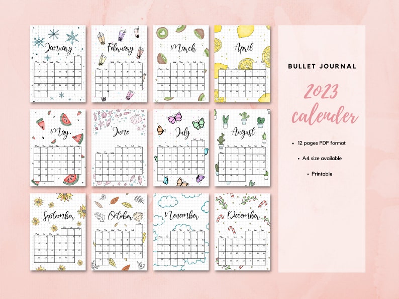 2023 Bullet Journal Calender Etsy Italia