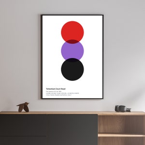 Tottenham Court Road London Underground Print Tube Map Pantone Station Poster Train Art Decor Travel Gift Minimal Wall Prints TFL Sign