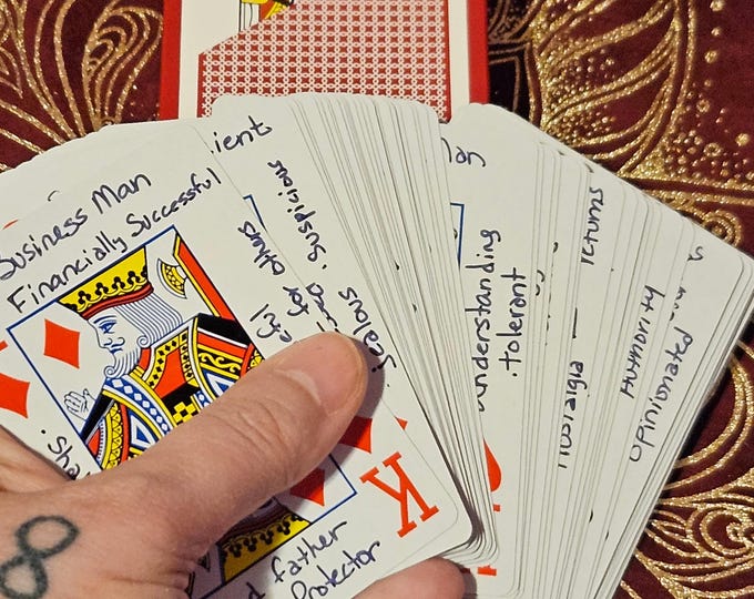 Handwritten Cartomancy Learner Deck for Intuitive Readings with Guides and Book