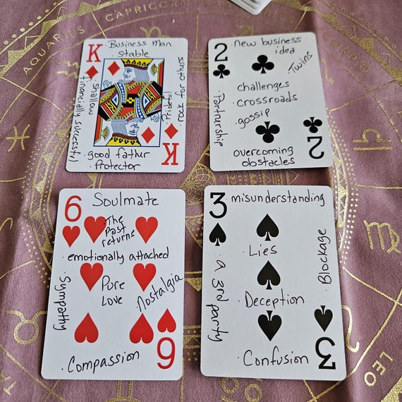 Handwritten Cartomancy Learner Deck for Intuitive Readings