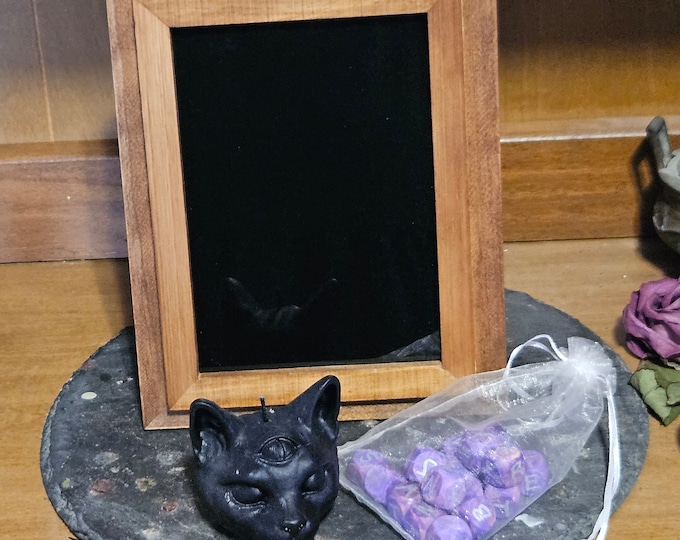 Divination Black Scry Mirror Box for altar use, meditation, and ritual use.