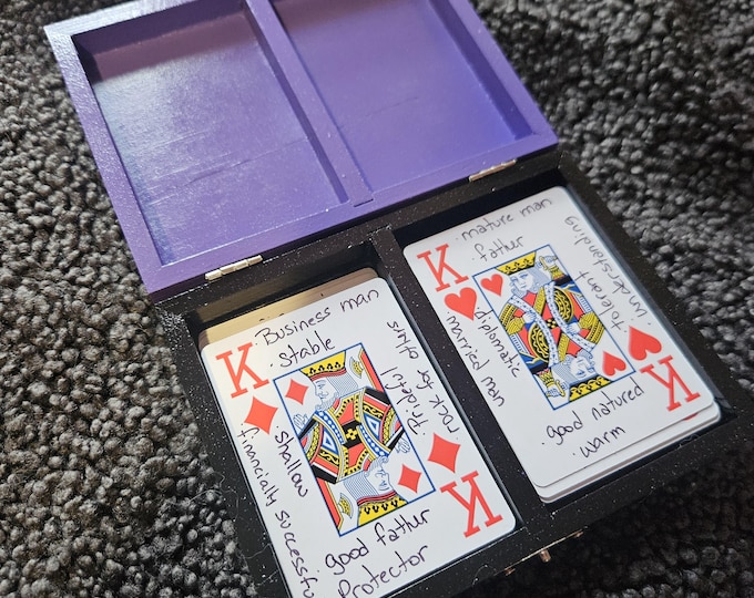 Handwritten Cartomancy Learner Deck for Intuitive Readings with wooden storage case