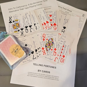 Baraja de aprendizaje de cartomancia con cartas gitanas para sesiones de adivinación, adivinación y lectura de cartas con guías y libro de cartomancia