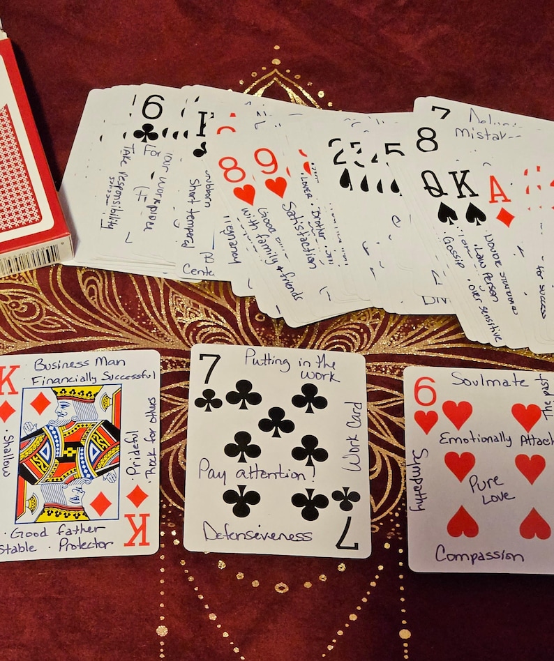 Cartomancy Learning Deck HANDWRITTEN Divination Tool with Guides and Book. Gypsy Cards Fortune Telling, Divination, and Card Readings image 2