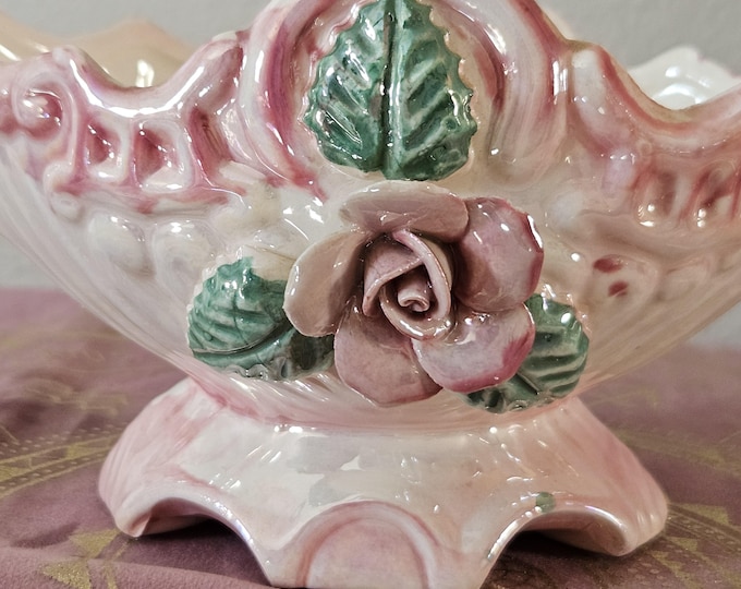Vintage Ceramic Rose Ritual Altar Bowl | Offering Vessel, Flower Display, or Feminine Ritual Decor