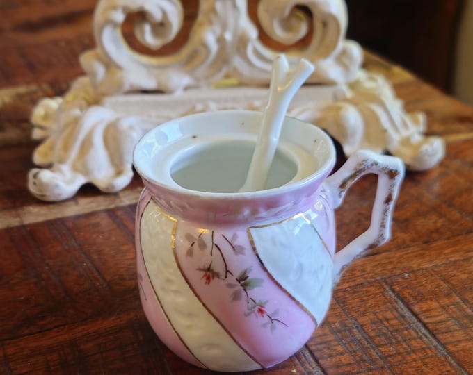 Vintage Pink & Gold Apothecary Jar with Ladle | Cottage Witch Decor